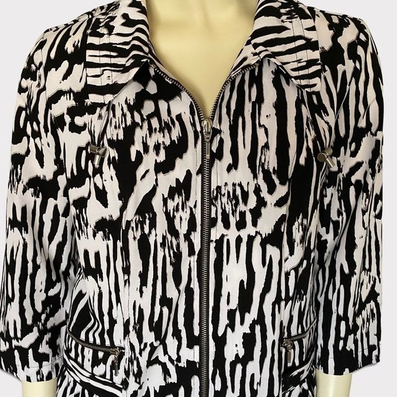 New Zenergy Neema brush strokes jacket size 0 black/white 3/4 sleeve - Picture 4 of 8